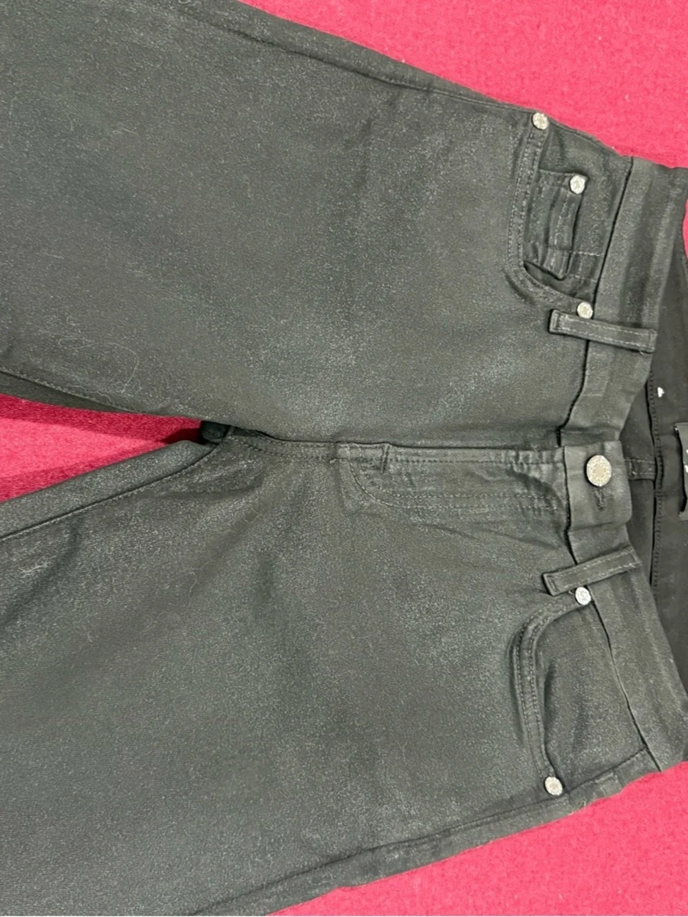 7 For All Mankind Black Coated Skinny Jeans Size 28 Mid Rise Stretch Denim